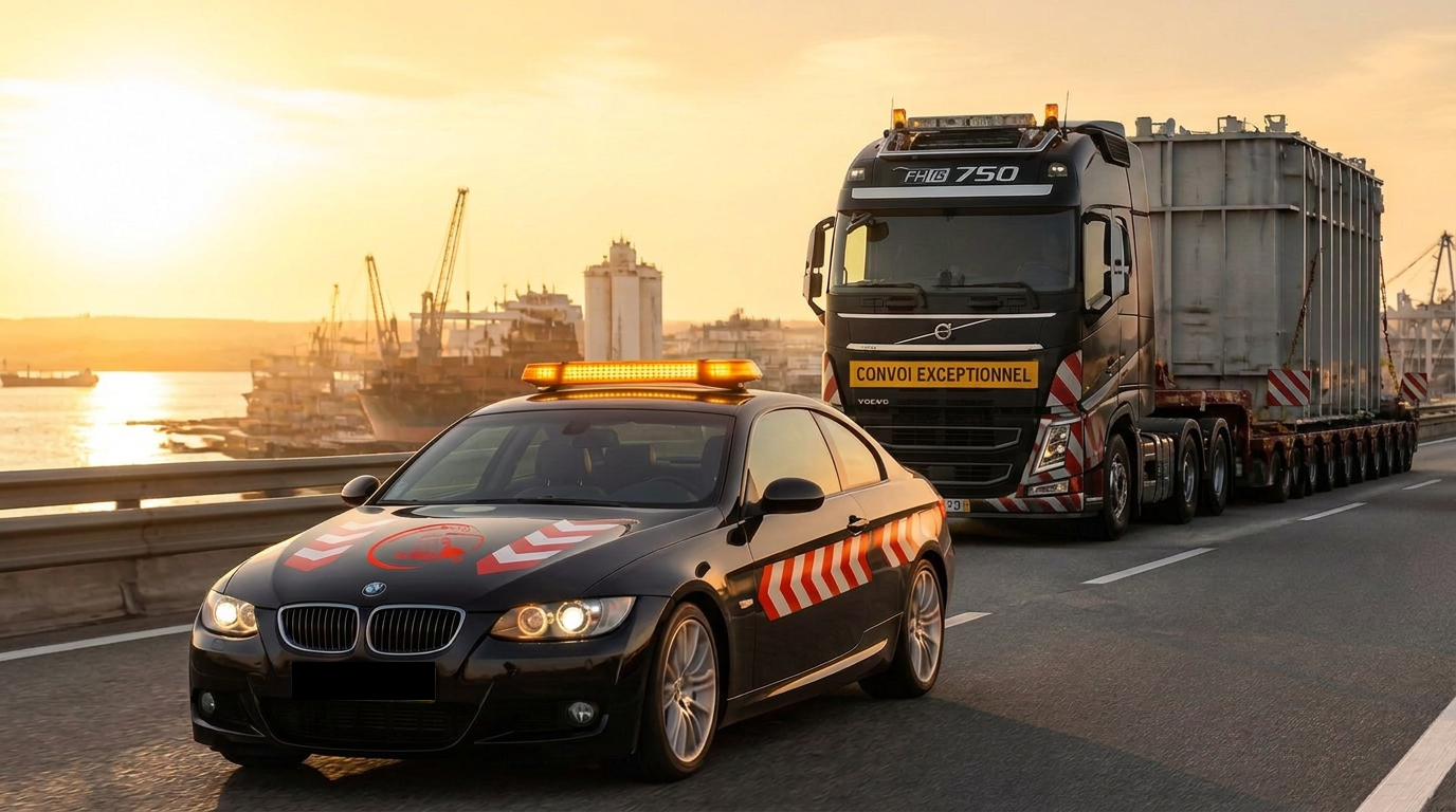 Nortex convoy crossing a bridge at sunrise